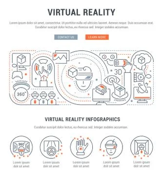 Linear Banner of the Virtual Reality. Stock Illustration