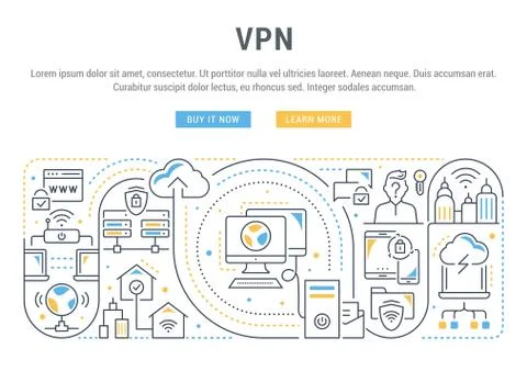 Linear Banner of VPN. Stock Illustration