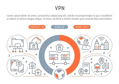Linear Banner of VPN. Stock Illustration