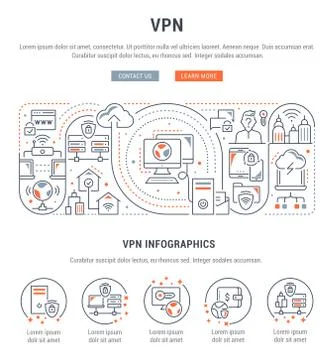 Linear Banner of VPN. Stock Illustration