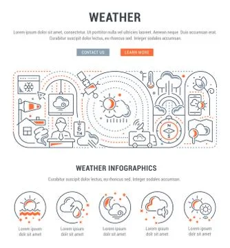 Linear Banner of Weather. 스톡 일러스트