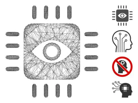 Linear Bionic Eye Processor Vector Mesh 스톡 일러스트