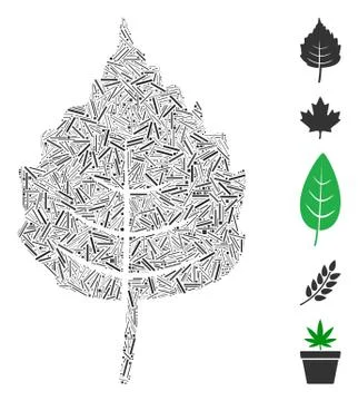 Linear Birch Leaf Icon Vector Mosaic Stock Illustration