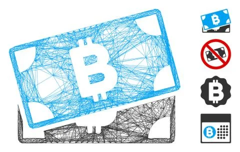 Linear Bitcoin Banknotes Vector Mesh 스톡 일러스트