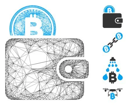 Linear Bitcoin Billfold Vector Mesh Stock Illustration