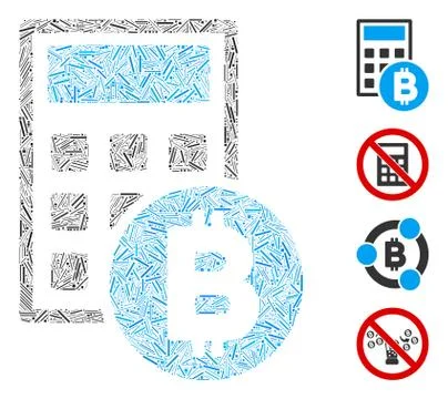 Linear Bitcoin Calculator Icon Vector Mosaic Stock Illustration