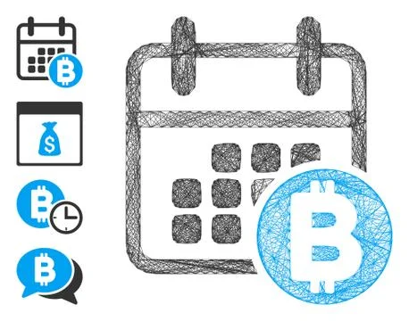 Linear Bitcoin Calendar Vector Mesh Stockillustratie