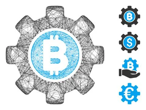 Linear Bitcoin Development Gear Vector Mesh Illustrazione stock