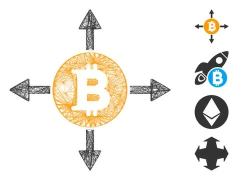 Linear Bitcoin Directions Vector Mesh Stock Illustration