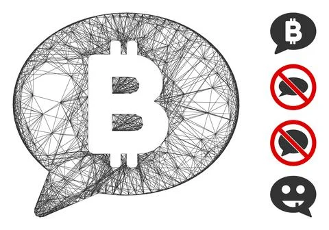 Linear Bitcoin Message Balloon Vector Mesh Illustration