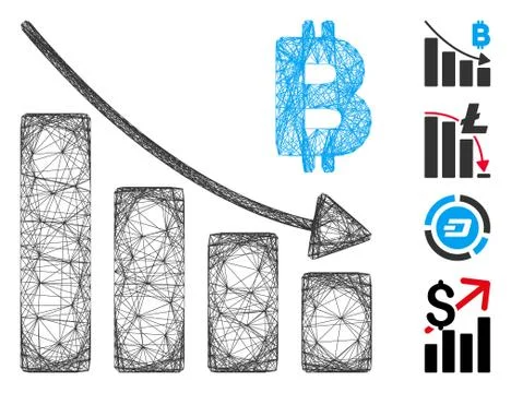 Linear Bitcoin Recession Bar Chart Vector Mesh Stockillustratie