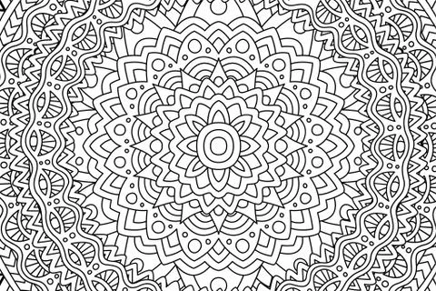 Linear black and white pattern for coloring book 스톡 일러스트