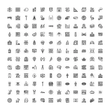 Linear black and white vector icon set Illustrazione stock