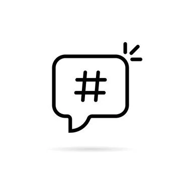 Linear black hashtag logo in bubble Stock Illustration