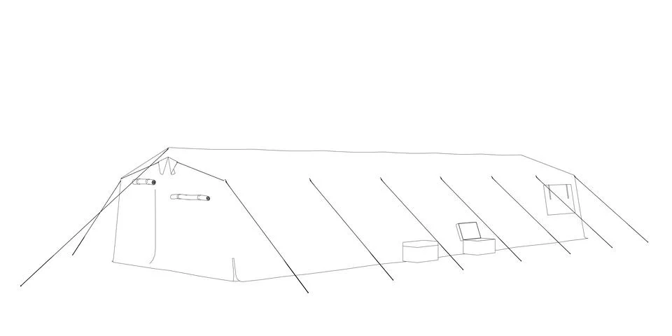 Linear black white tent. Vector illustration isolated on white background. Te Illustrazione stock