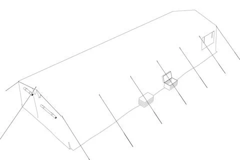 Linear black white tent. Vector illustration isolated on white background. Te Stock Illustration