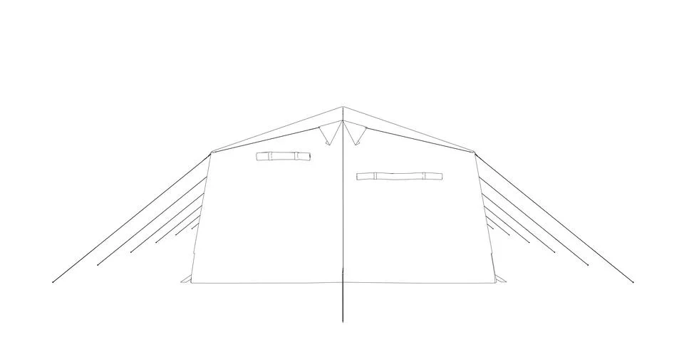 Linear black white tent. Vector illustration isolated on white background. Te Stock Illustration