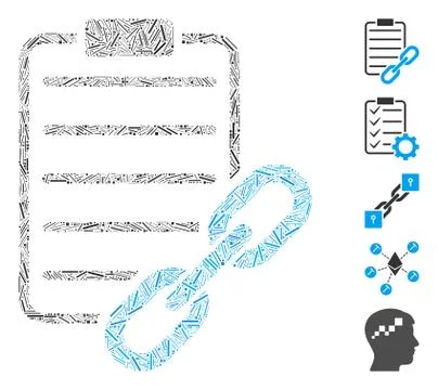Linear Blockchain Contract Icon Vector Collage Illustrazione stock