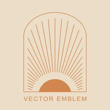 Linear boho icon - sun logo design template Stock Illustration