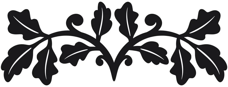 Linear border made with oak branches Stock Illustration