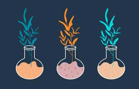 A linear bottle with a magic potion, a magic illustration, a liquid for Stock Illustration