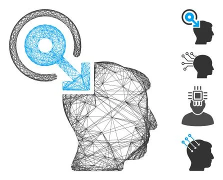Linear Brain Interface Plug-In Vector Mesh Stock Illustration