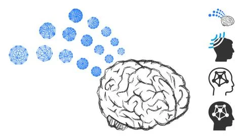 Linear Brain Radio Interface Vector Mesh Stock Illustration