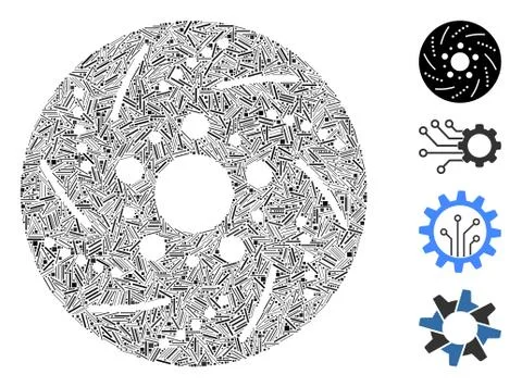 Linear Brake Disk Icon Vector Mosaic 스톡 일러스트