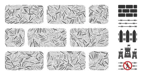Linear Brick Wall Icon Vector Mosaic Stock Illustration