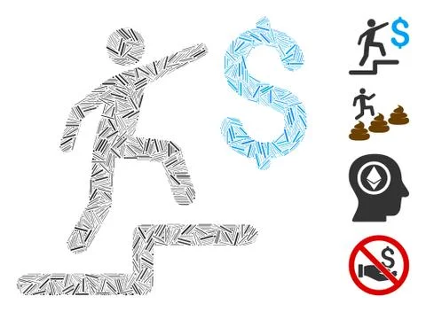 Linear Business Steps Icon Vector Mosaic Stock Illustration