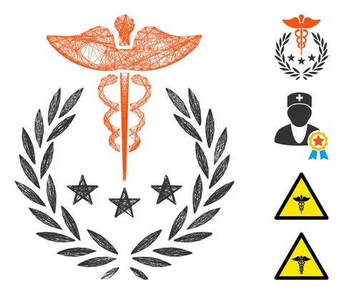 Linear Caduceus Logo Vector Mesh Stock Illustration