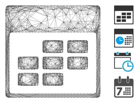Linear Calendar Month Grid Vector Mesh Stock Illustration