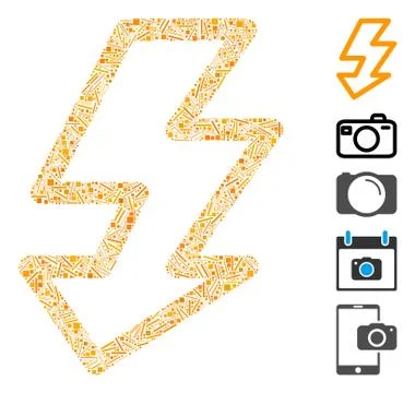 Linear Camera Flash Icon Vector Mosaic 스톡 일러스트