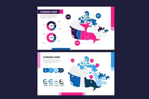 Linear canada map infographic Stock Illustration