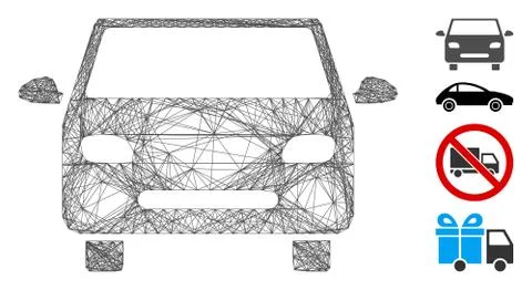 Linear Car Vector Mesh イラスト素材
