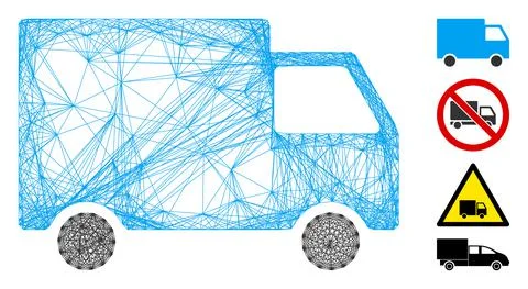 Linear Cargo Van Vector Mesh 스톡 일러스트