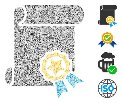 Linear Certificate Icon Vector Collage Illustrazione stock