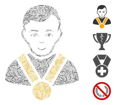 Linear Champion Icon Vector Collage Illustrazione stock