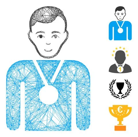 Linear Champion Vector Mesh Illustrazione stock