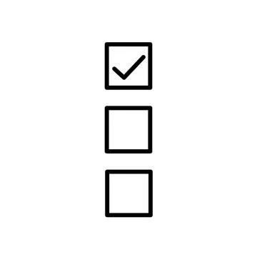 Linear Check icon and blank box. Approved symbol. Ok icon. Check button sign Stock Illustration