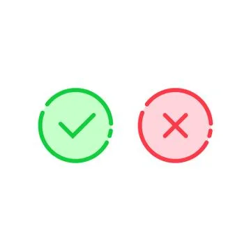 Linear check mark icon like tick and cross Stock Illustration