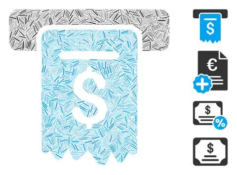 Linear Cheque Payment Icon Vector Mosaic Stock Illustration