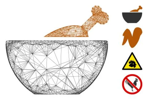Linear Chicken Soup Vector Mesh Stock Illustration
