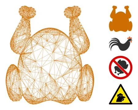 Linear Chicken Vector Mesh Stock Illustration