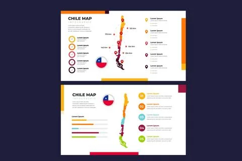 Linear chile map infographic Stock Illustration