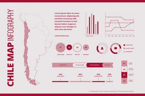 Linear chile map infographic Stock Illustration