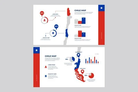 Linear chile map infographic Stock Illustration