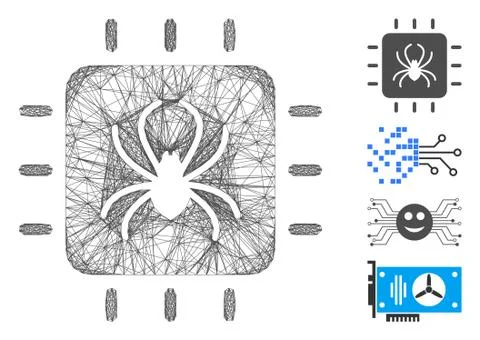 Linear Chip Bug Vector Mesh 库存插图