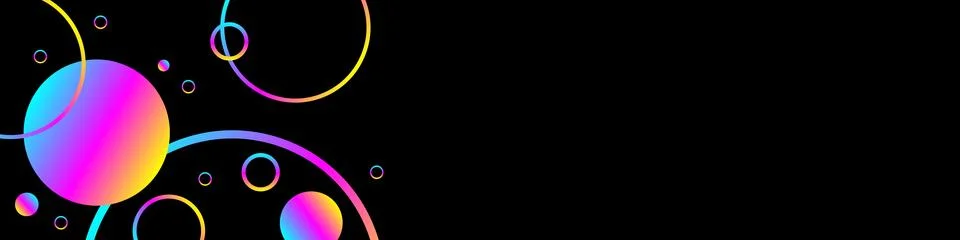 Linear circles pattern with trendy gradient, abstract composition on black  Stock Illustration