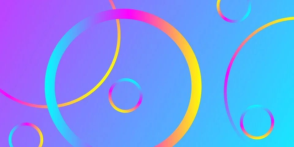 Linear circles pattern with trendy gradient, abstract composition on blue  Stock Illustration